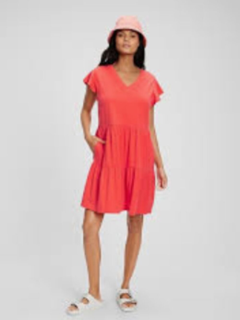 J.Crew Seaside Coral Pink Tiered Cotton T-Shirt Dress, Medium — New Without Tags